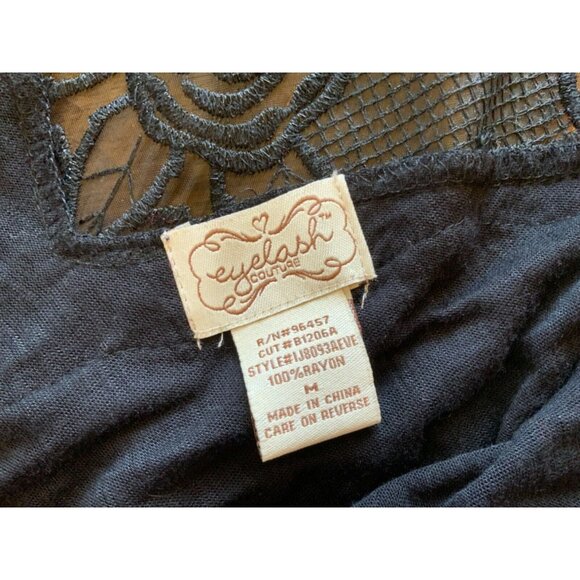 Eyelash Couture Black Lace Back Tiered Tank Top M - Picture 2 of 3